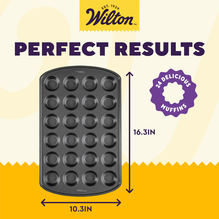 Perfect Results Premium Non-Stick Pan 24-Cup Mini Muffin Tin, Steel, Silver