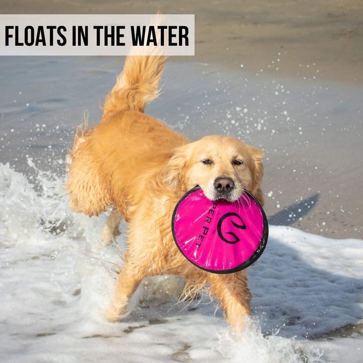 Flippy Flopper Dog Frisbee Interactive Dog Toys [Flying Disc Fetch Toy Floats in Water &amp; Safe on Teeth] (Colors Will Vary), Multicolor, 9