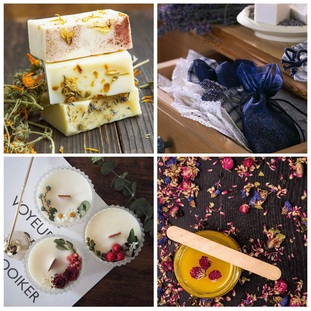 9 Bags Dried Flowers,100% Natural Dried Flowers Herbs Kit for Soap Making, DIY Candle Making,Bath - Include Rose Petals,Lavender,Don&#39;t Forget Me,Lilium,Jasmine,Rosebudsand More