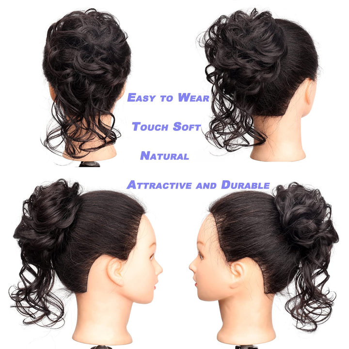 Bybrana messy buns for moman easy wear elegant save time black color high resistant fiber buns chignon