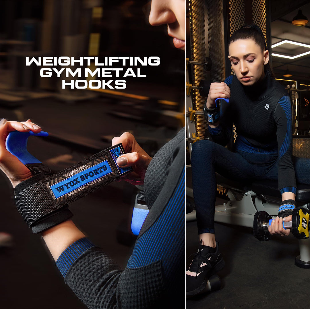 Weight Lifting Hooks for Men &amp; Women (Pair) - 7 mm Thick Wrist Padding - Weight Lifting Grips for Powerlifting, Shrugs, Rows &amp; Deadlift Support - Gym Lifting Straps with Pull Up Hooks