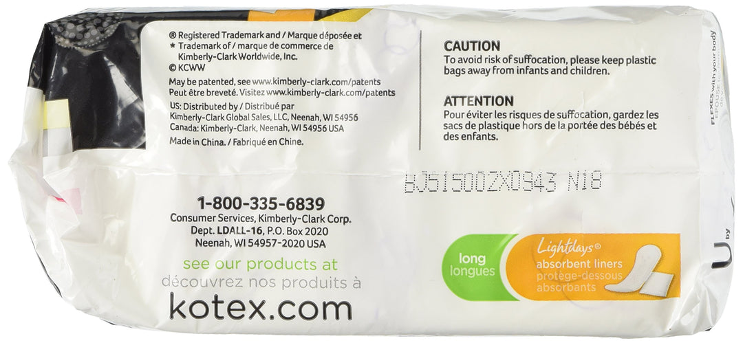Kotex Natural Balance Absorbent Liners, Long, 16 Count 