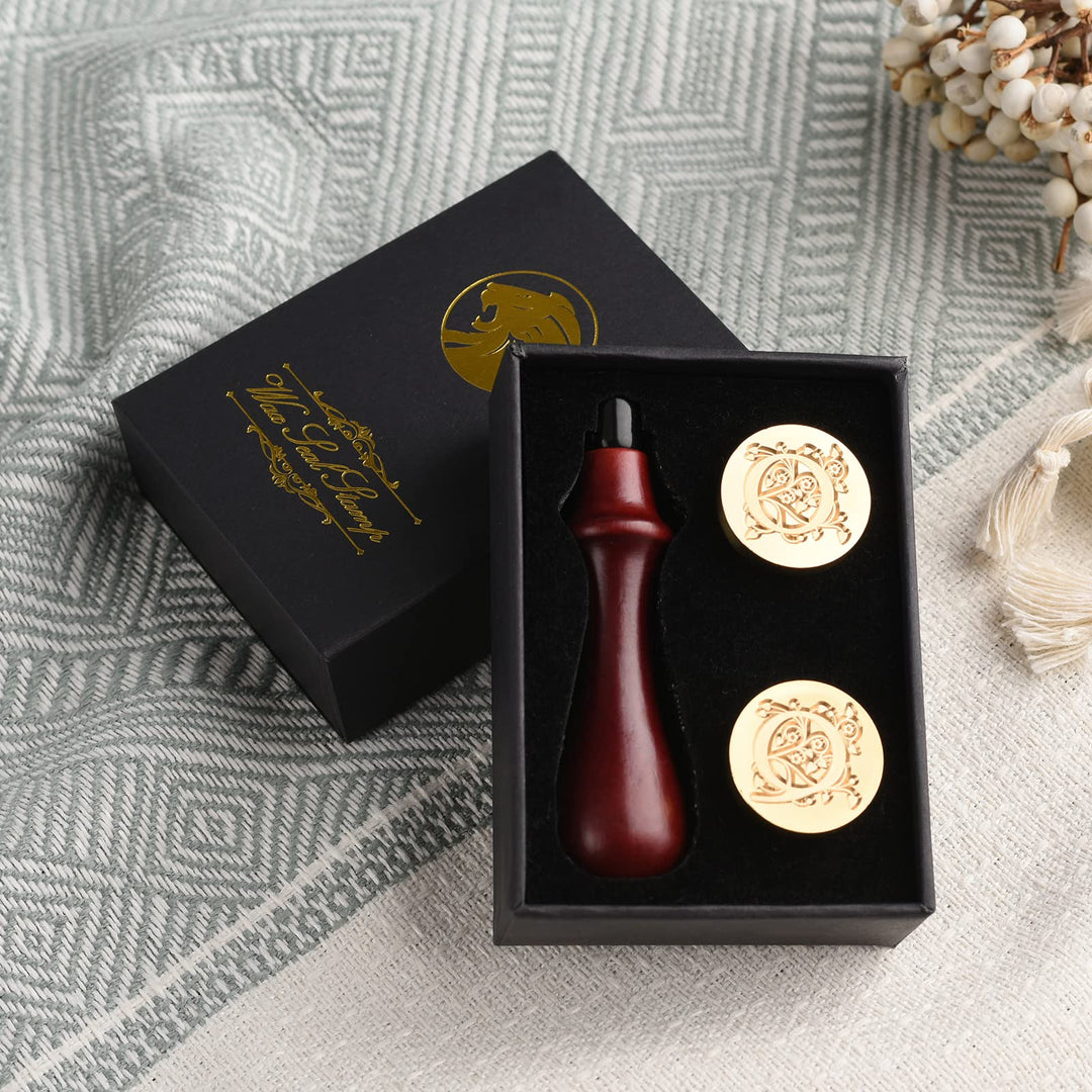 iTERYOU 2Pcs Letter Q Wax Seal Stamp with Gift Box, A t