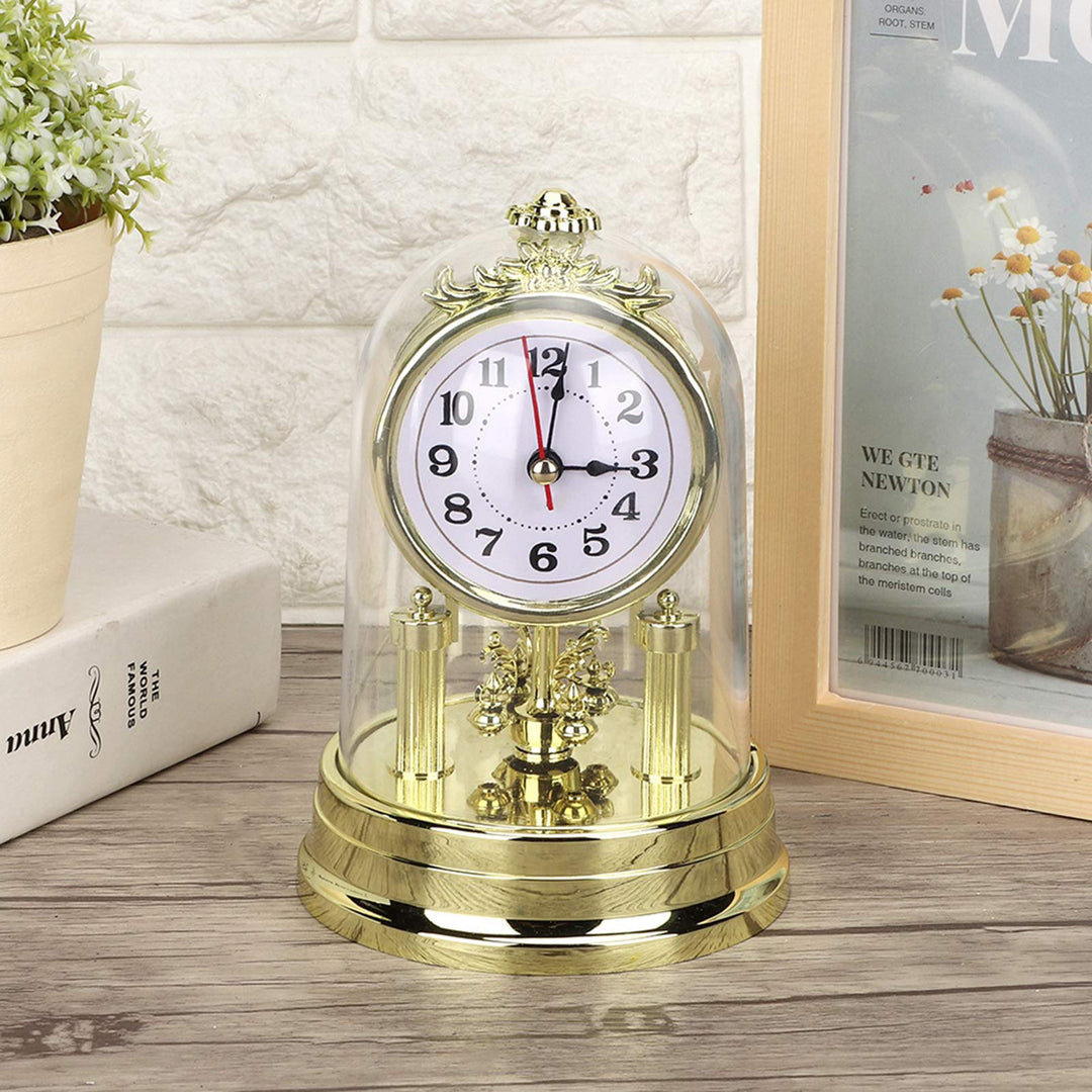 Mantel Clock Table Clocks for Living Room Decor Antique Wall Clock Baroque Retro European Table Clock for Home Hotel Decorative Retro Round Silent Desk Alarm Clock(Gold)
