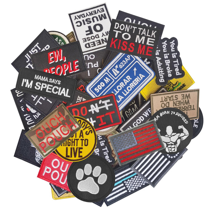 20 Pieces Random Morale Patches, Funny Tactical Patch, Hook and Loop Patch for Vest, Backpacks, Hat, Clothes, Etc