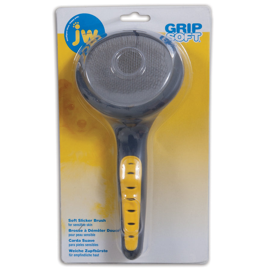 Pet Gripsoft Dog Soft Pin Slicker Brush with Non-Slip Rubber Grip (Angled Stainless Steel Tines),Assorted Colors,8 Inch,65002