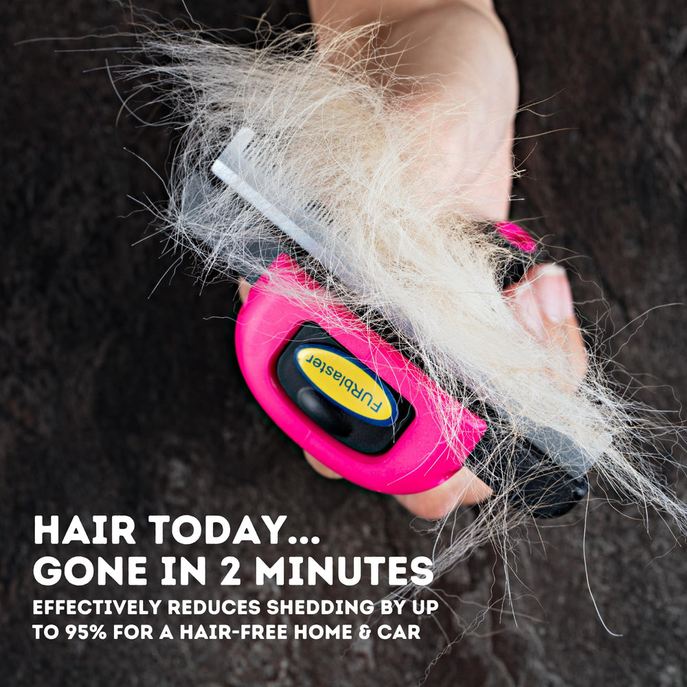 Stainless Steel Pet Deshedding Tool - Grooming Brush for Cats and Dogs, Removes Trapped Hair, Reduces Shedding by Up to 95%, All Hair Types, Includes Protective Blade Cover, Pink, 4 inches