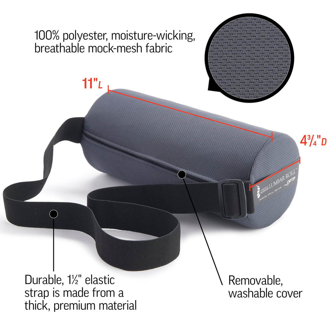 The Original McKenzie Lumbar Roll – USA-Made Low Back Lumbar Support for Office Chair &amp; Car Seat Back Support Cushion. The Preferred Lumbar Pillow by Physical Therapists - Firm Density