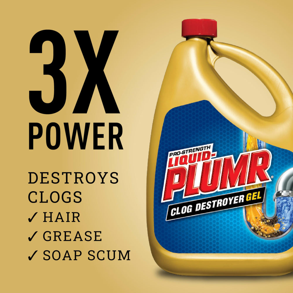 Pro-Strength Clog Destroyer Gel with PipeGuard, Liquid Drain Cleaner - 32 Ounces (Package May Vary)