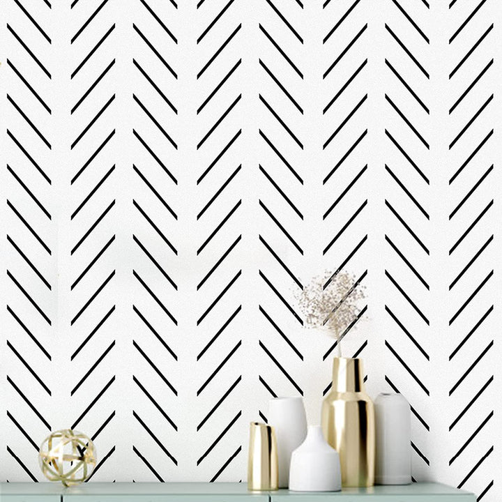 Black and White Peel and Stick Wallpaper Modern Herringbone Contact Paper Bathroom 17.7inch x 78.7inch Geometric Removable Wall Paper Peel and Stick Self Adhesive Contact Paper