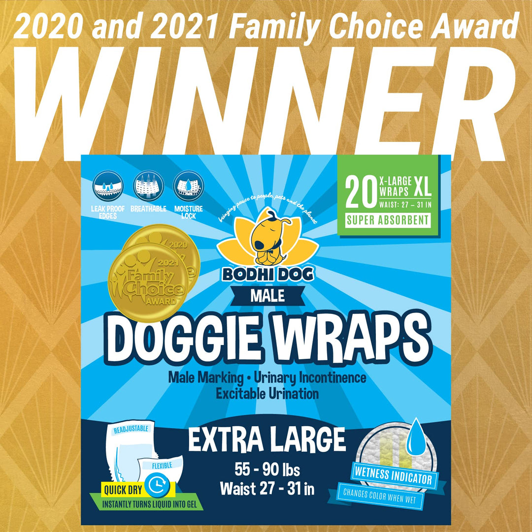 Disposable Male Dog Diapers - Super Absorbent, Leak-Proof Pee Wraps - Adjustable Fit, Comfortable Design, Advanced Moisture Control, and Wetness Indicator - Extra Large (20 Count)
