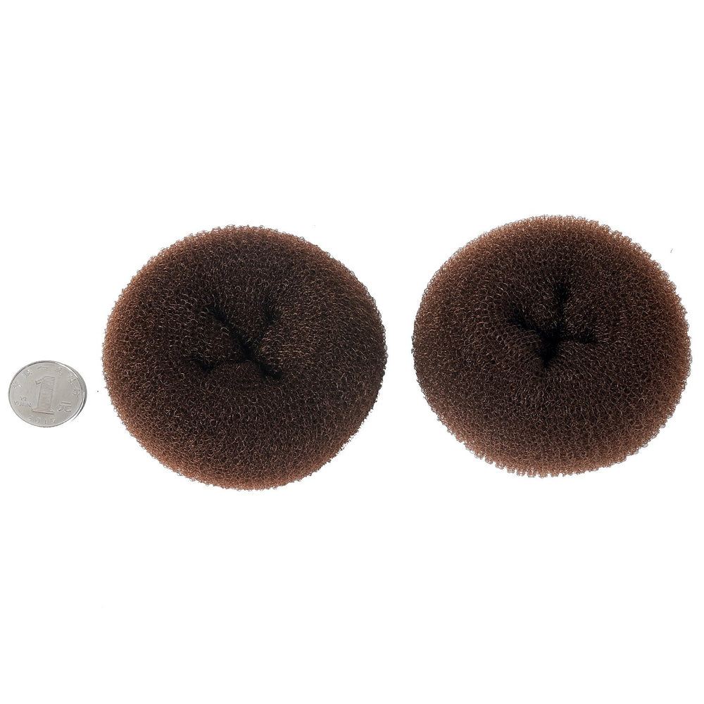 2 pieces Large Size Hair Bun Donut Maker, Ring Style Bun, Women Chignon Hair Donut Buns Maker,Hair Doughnut Shaper Hair Bun maker (3.5 in. ) (Brown)