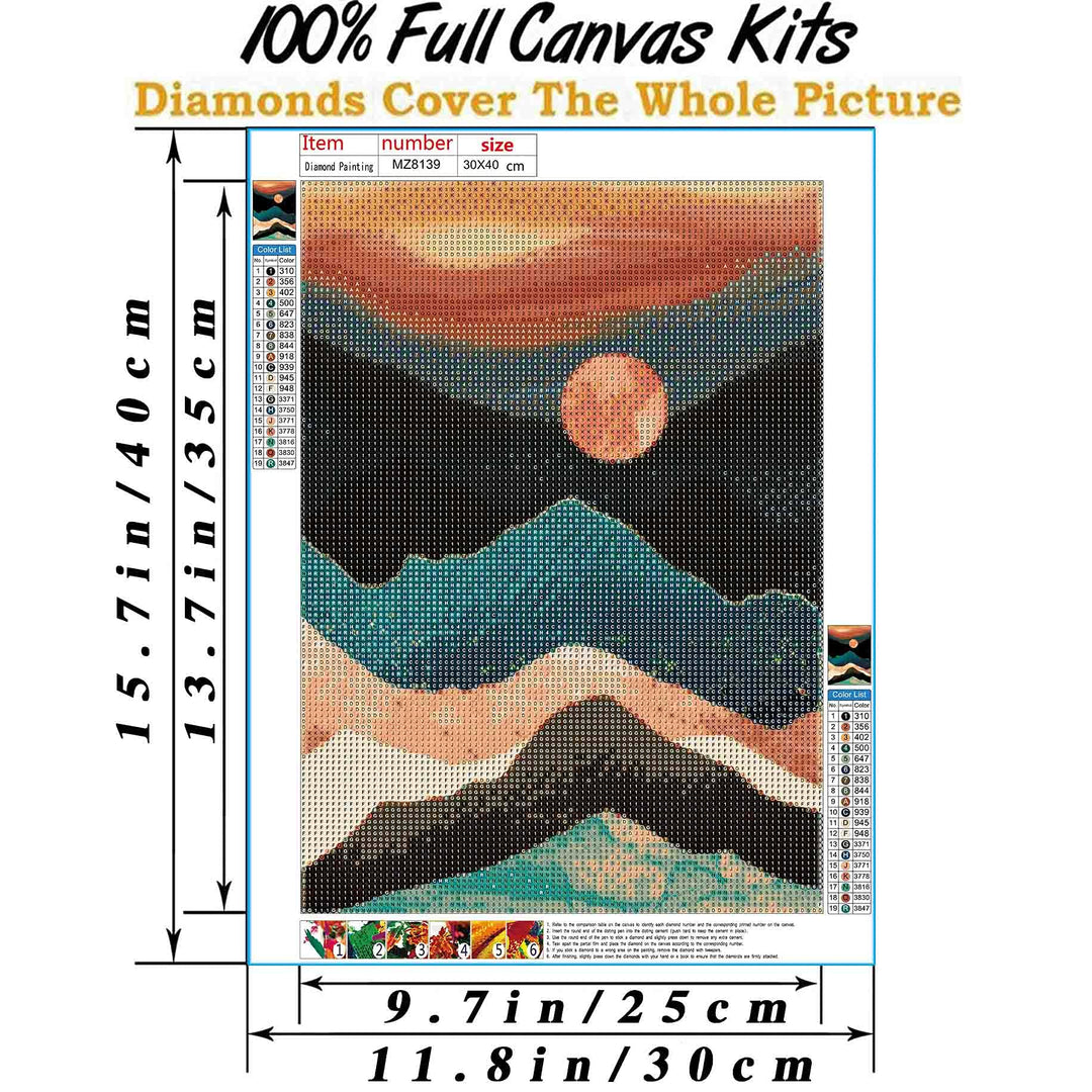 Diamond Painting Mountain Kit,Diamond Art Kits for Adults,Abstract Scenery Paint with Diamonds Round for Gift,Wall Decor(12x16) (Mountain)