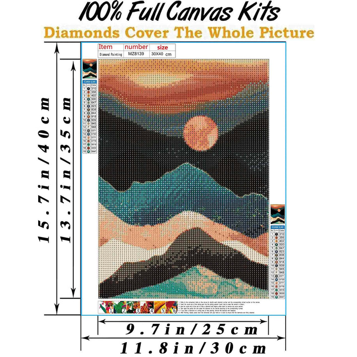 Diamond Painting Mountain Kit,Diamond Art Kits for Adults,Abstract Scenery Paint with Diamonds Round for Gift,Wall Decor(12x16) (Mountain)