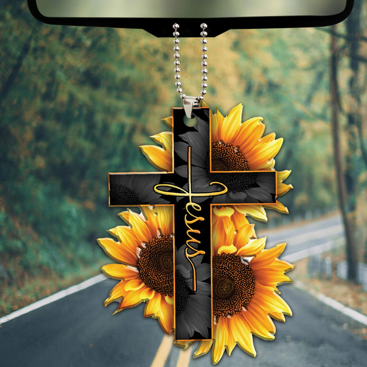 Talataca Jesus Cross Sunflower God Christian 2D Flat Ca
