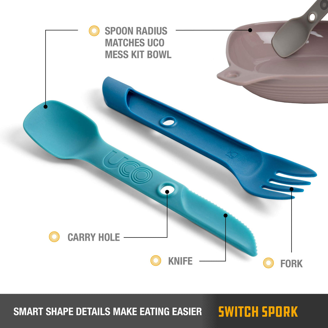 2-Piece Switch Spork Camping Spoon-Fork-Knife Utensil