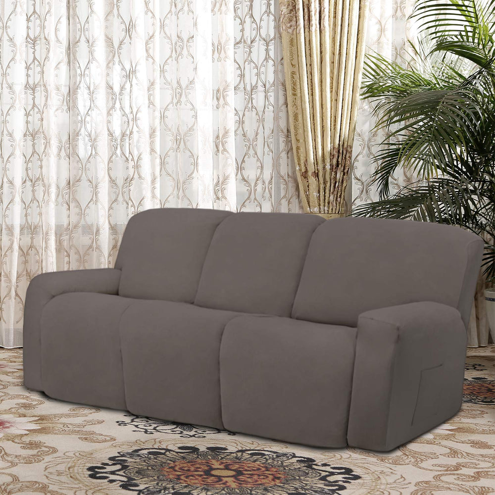 Easy-Going 8 Pieces Microfiber Stretch Sectional Reclin