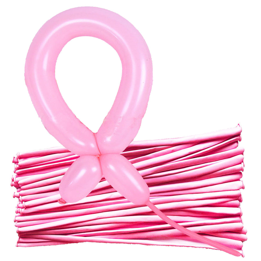 100 PCS Thickening Latex Long Twisting Magic Balloons Solid Color Twisting Balloon for Animals (Pink)