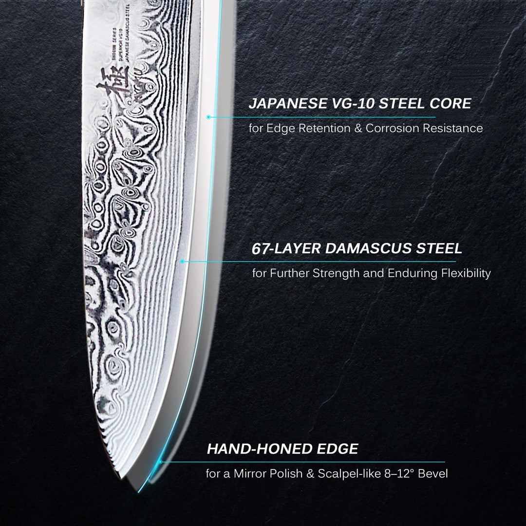 Chef Utility Knife - 6 - Shogun Series - Japanese VG10 Steel Core Forged Damascus Blade - with Sheath &amp; Case