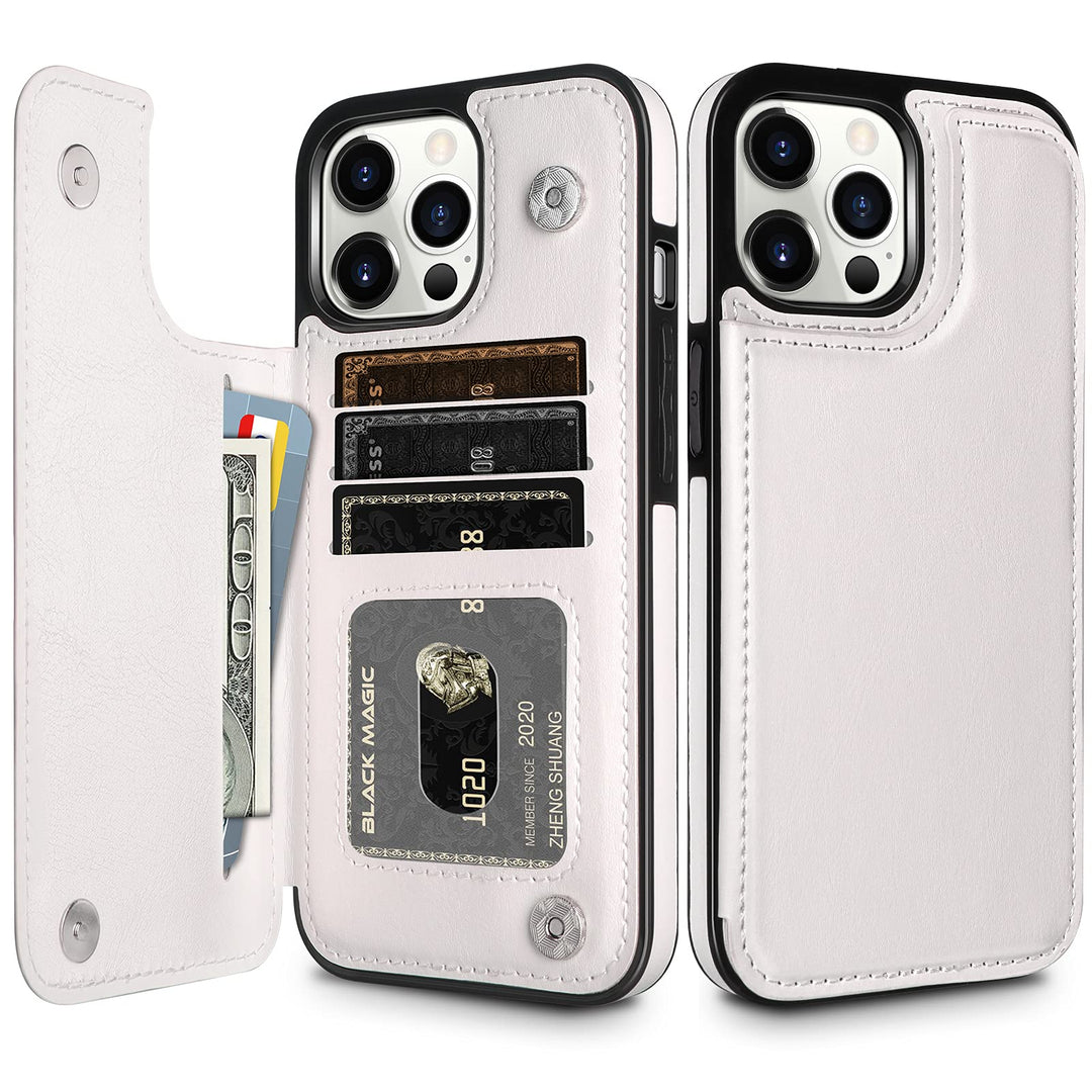 Wallet Case Compatible with iPhone 13 Pro MAX Case 5G 6.7-inch Slim Protective with Credit Card Slot Holder Flip Folio Soft PU Leather Magnetic Closure Cover, White