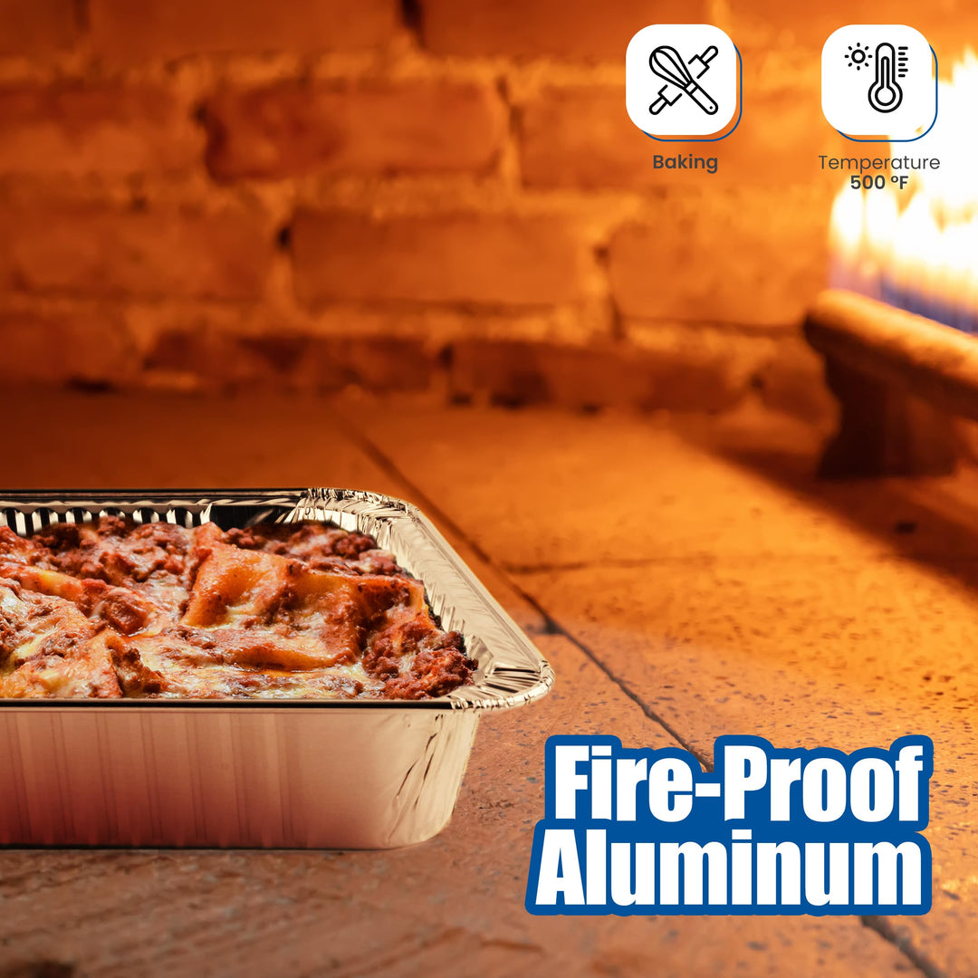 Aluminum Pans Disposable Half Size (10 Pack) 9x13 - Heavy Duty Aluminum Foil, 9x13 Baking Pan, Eco-Friendly &amp; Safe, Lightweight, Durable, Recyclable, Great for BBQ &amp; Crawfish Trays