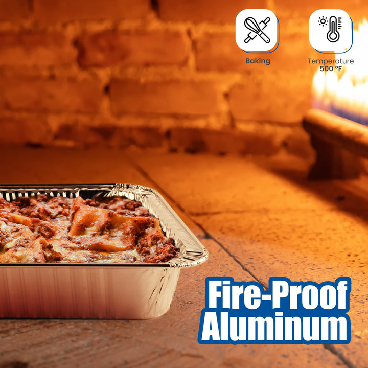 Aluminum Pans Disposable Half Size (10 Pack) 9x13 - Heavy Duty Aluminum Foil, 9x13 Baking Pan, Eco-Friendly &amp; Safe, Lightweight, Durable, Recyclable, Great for BBQ &amp; Crawfish Trays
