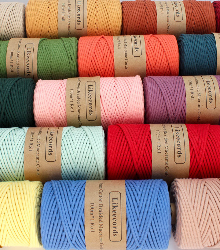 Braided Cotton Cord 3mm×109 Yards Natural Macrame Cotto