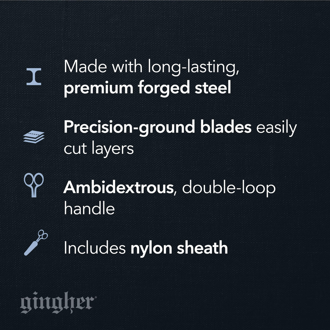 Gingher Fabric Scissors - 5 Premium Forged Steel Shears - Sharp Knife Edge Sewing Scissors for Fabric Cutting with Protective Sheath, Ambidextrous Design, Small Craft Scissors