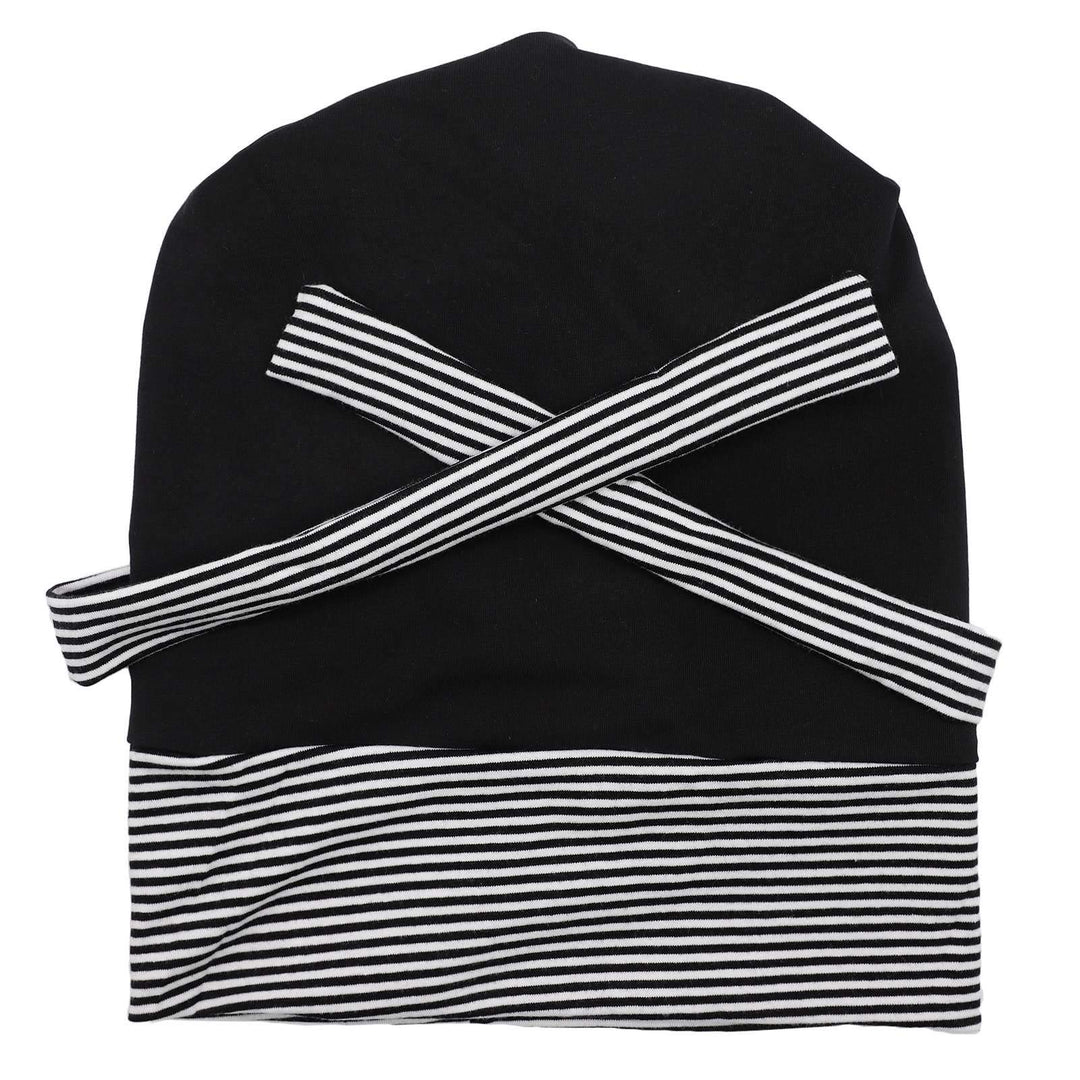 Working Cap with Buttons for Mask Stretchy Ribbon Tie Ponytail Hats for Women,Long Hair Head Covers Striped Hair Caps (E#Navy)