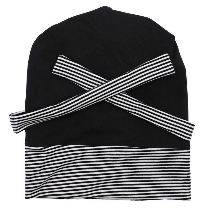 Working Cap with Buttons for Mask Stretchy Ribbon Tie Ponytail Hats for Women,Long Hair Head Covers Striped Hair Caps (E#Navy)