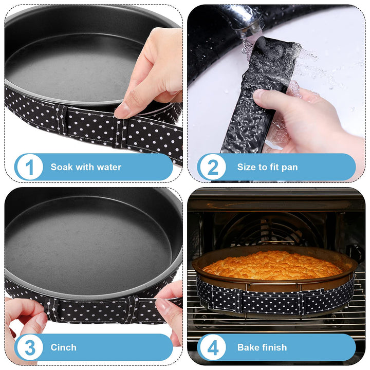 6 Pieces Bake Even Strips Cake Pan Dampen Strips Cake Pan Baking Strips Absorbent Thick Baking Tray Protection Strap for Clean Baking Edges(Stylish Style)