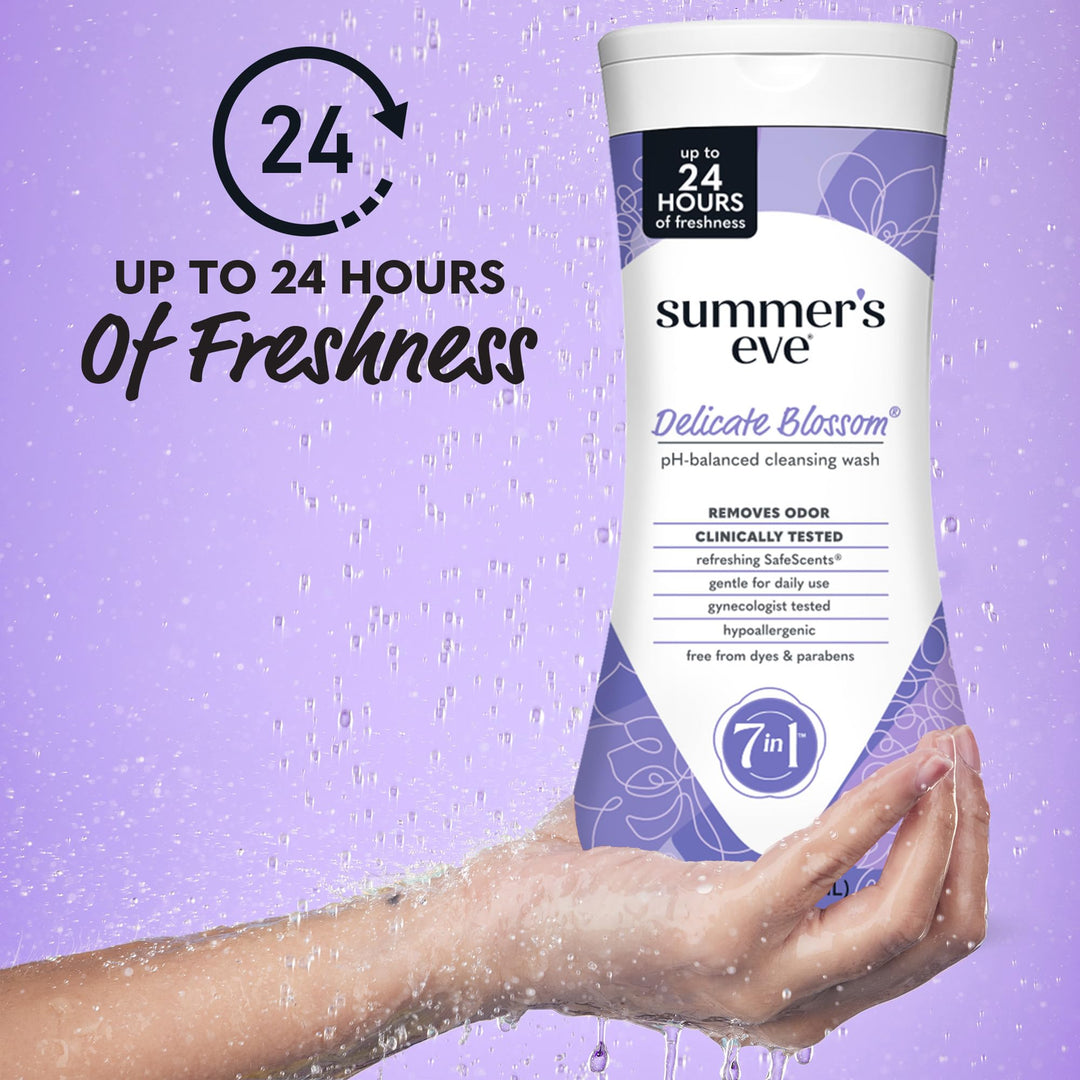 Summer's Eve Delicate Blossom Daily Refreshing All Over Feminine Body Wash, Removes Odor, Feminine Wash pH Balanced, 15 fl oz