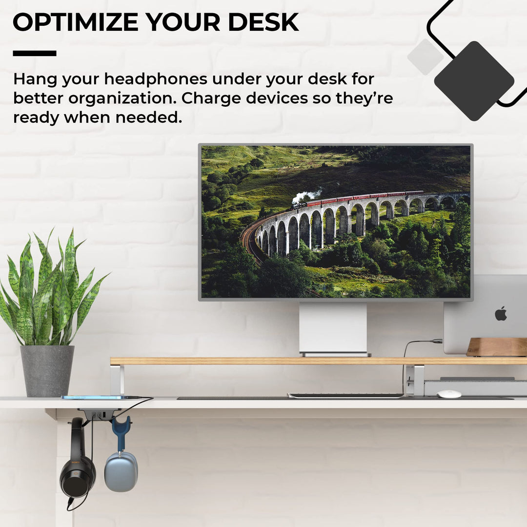 HumanCentric Hook and Charge Headphone Hanger with USB 