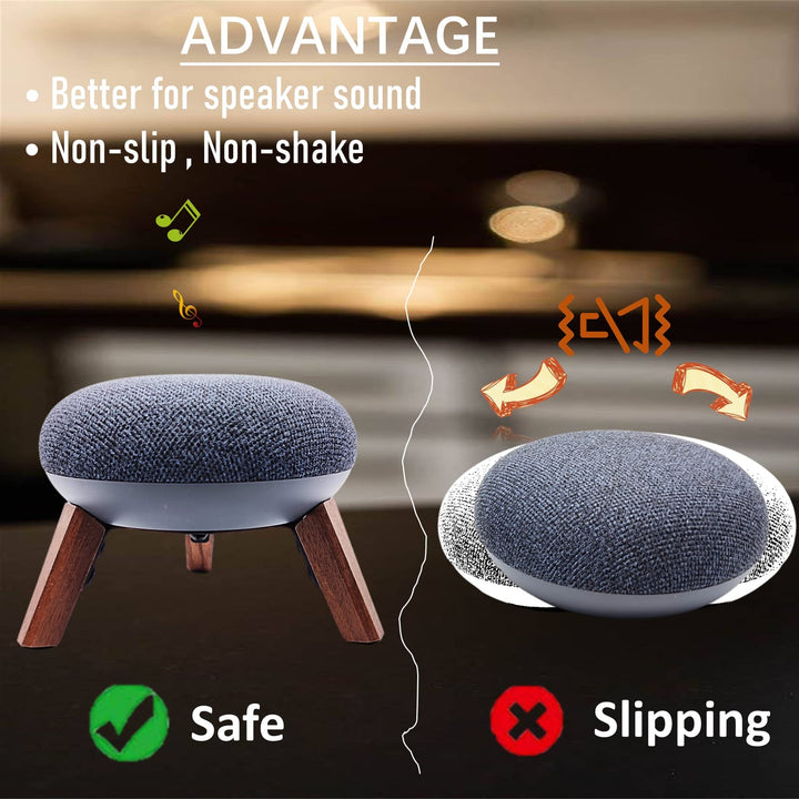 Real Wood Holder Compatible for Google Home Mini,nest Mini(2nd gen),Small Secure Tripod Accessories for Speaker Better Sound,Sturdy Durable Stable Wooden Stand for Home Mini Smart Speaker(Walnut)