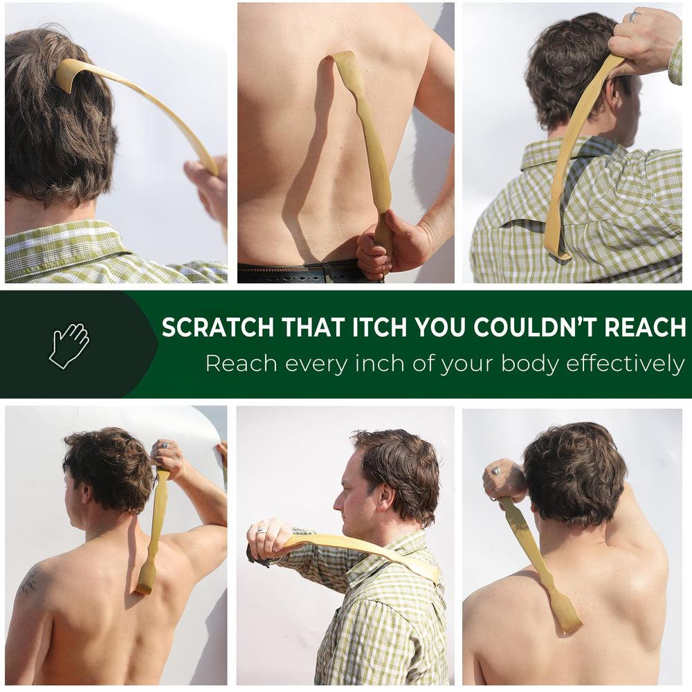 RENOOK Back Scratcher Bamboo - Curved Long Handle 3 PCS