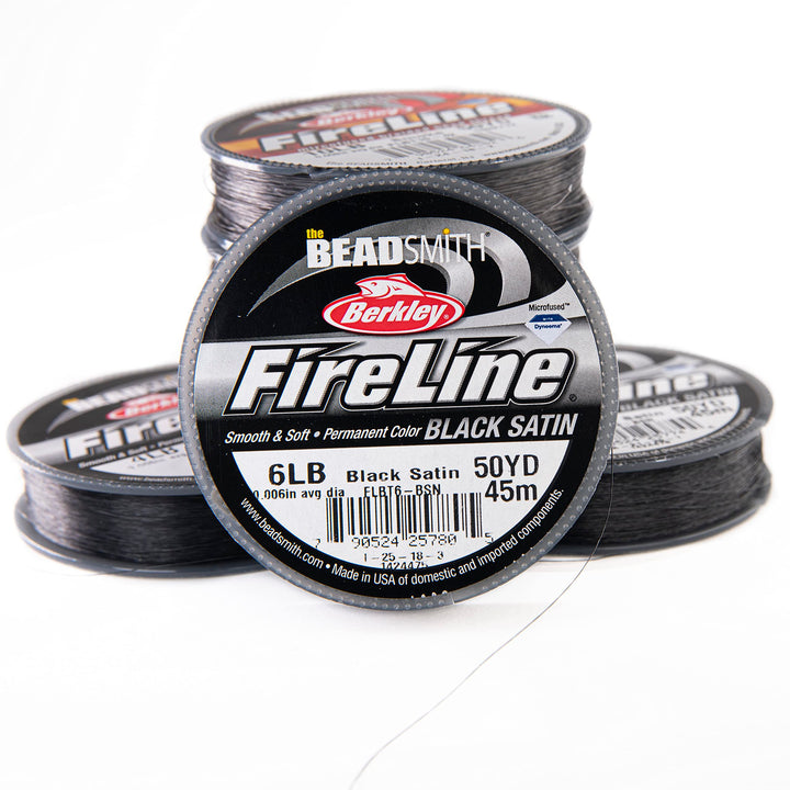 Fireline by Berkley – Micro-Fused Braided Thread – 6lb. Test, .006”/.15mm Diameter, 50 Yard Spool, Black Color – Super Strong Stringing Material for Jewelry Making and Bead Weaving