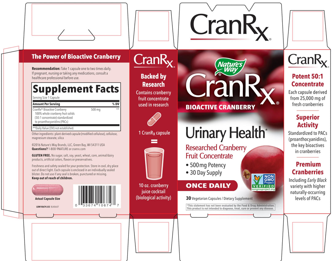 Nature's Way CranRx Bioactive Cranberry Urinary Health* 500mg potency Once Daily 30 VCaps
