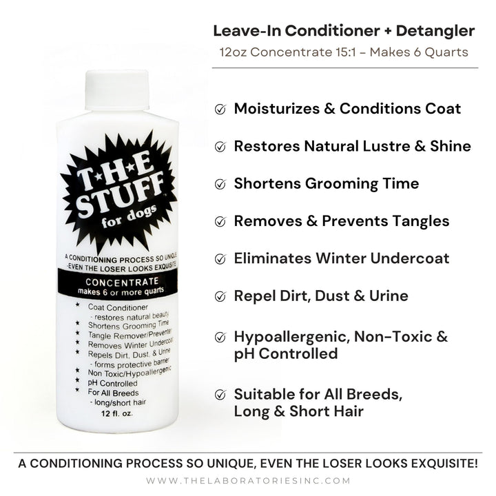 Leave-in Dog Conditioner and Detangler Spray | 12oz Concentrate 15:1 | Perfect Solution for Managing Matted Dog Hair Dog Detangling and Dematting Spray