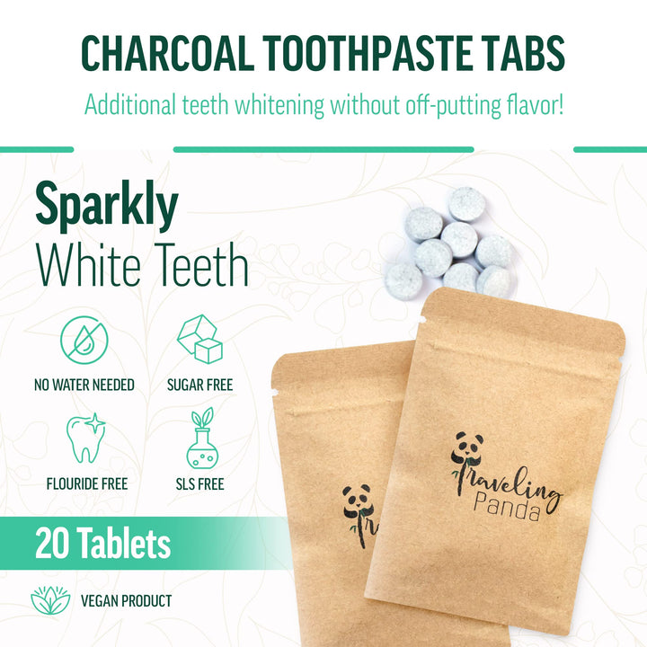 Traveling Panda Wheat Straw Toothbrushes, Charcoal Infu