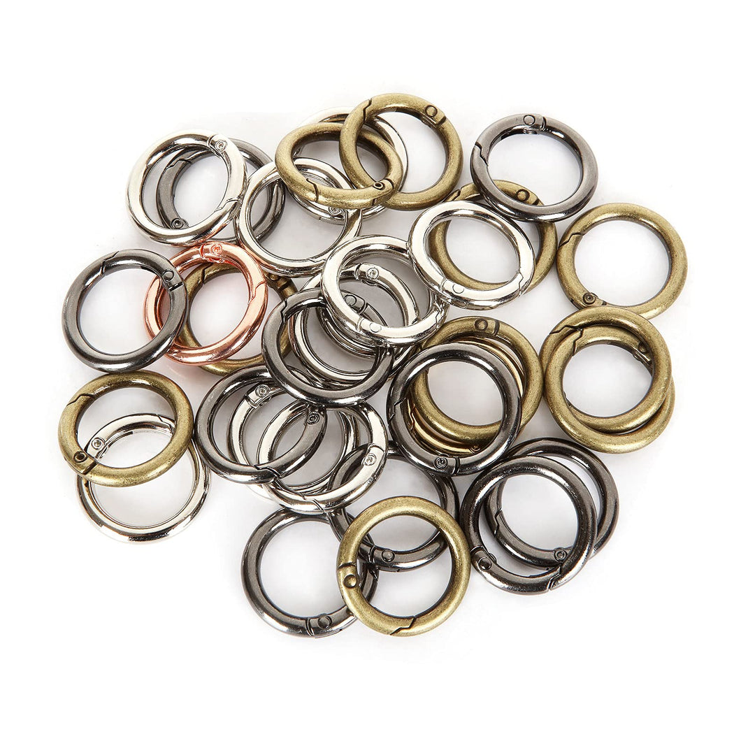 ZIQI 50Pcs Spring O Rings Round Carabiner Snap Clip, 28