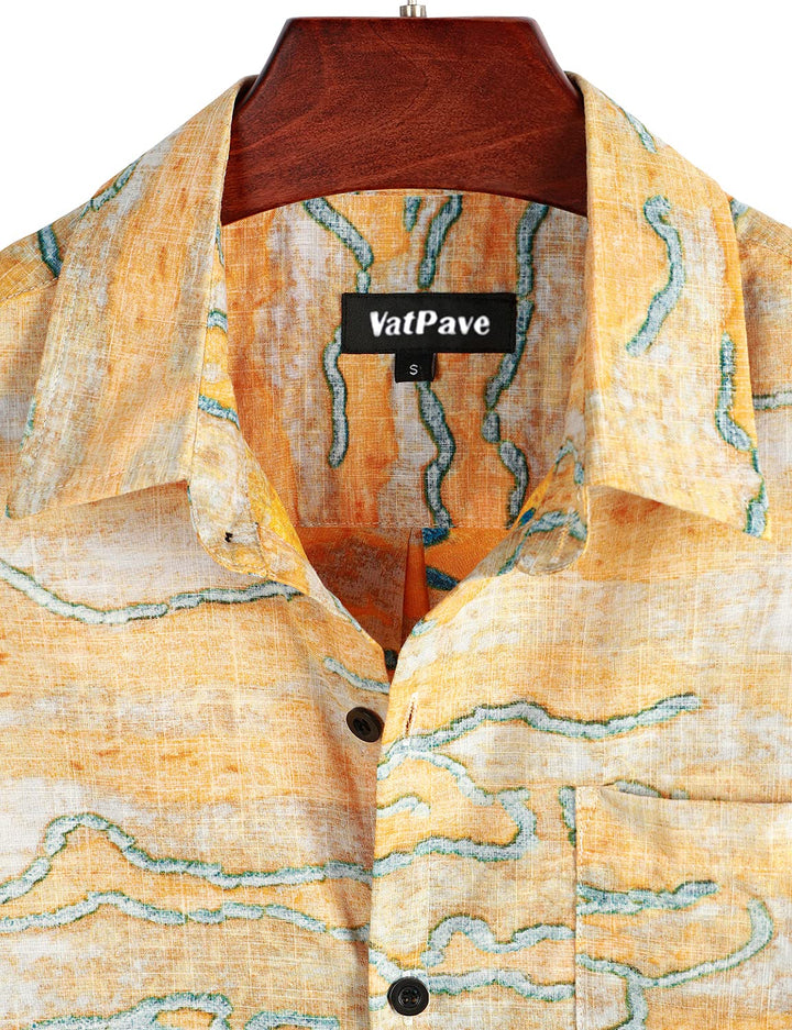 VATPAVE Mens Front Pocket Hawaiian Shirts Casual Floral