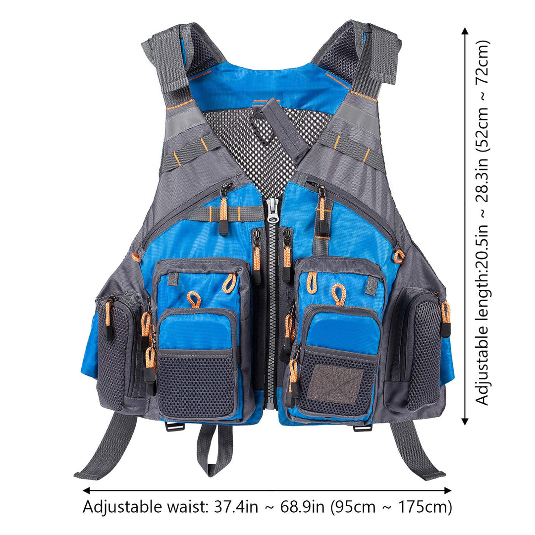 BASSDASH Strap Fishing Vest Adjustable for Men and Women, for Fly Bass Fishing and Outdoor Activities