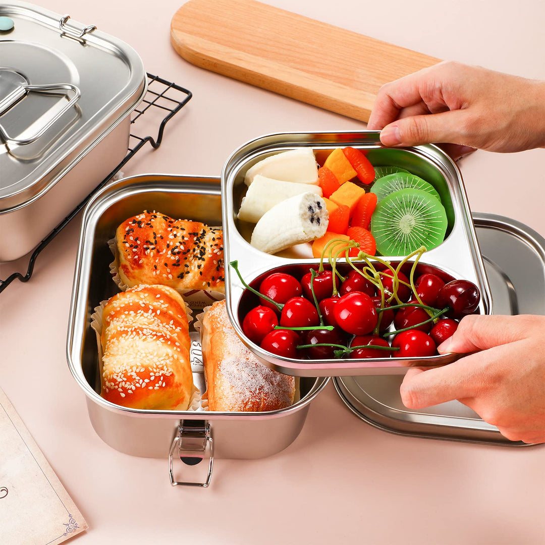 Romooa Stainless Steel Bento Boxes with Airtight Valve 