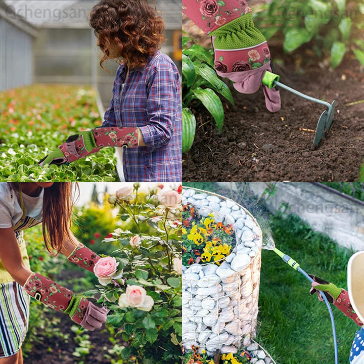 Long Gardening Gloves for Women, Heavy Duty Rose Pruning Thorn Proof Garden Work Gloves Gauntlet, 37CM Long Sleeves Protect Your Arms Until The Elbow, Gardening Gifts For Women Gardeners
