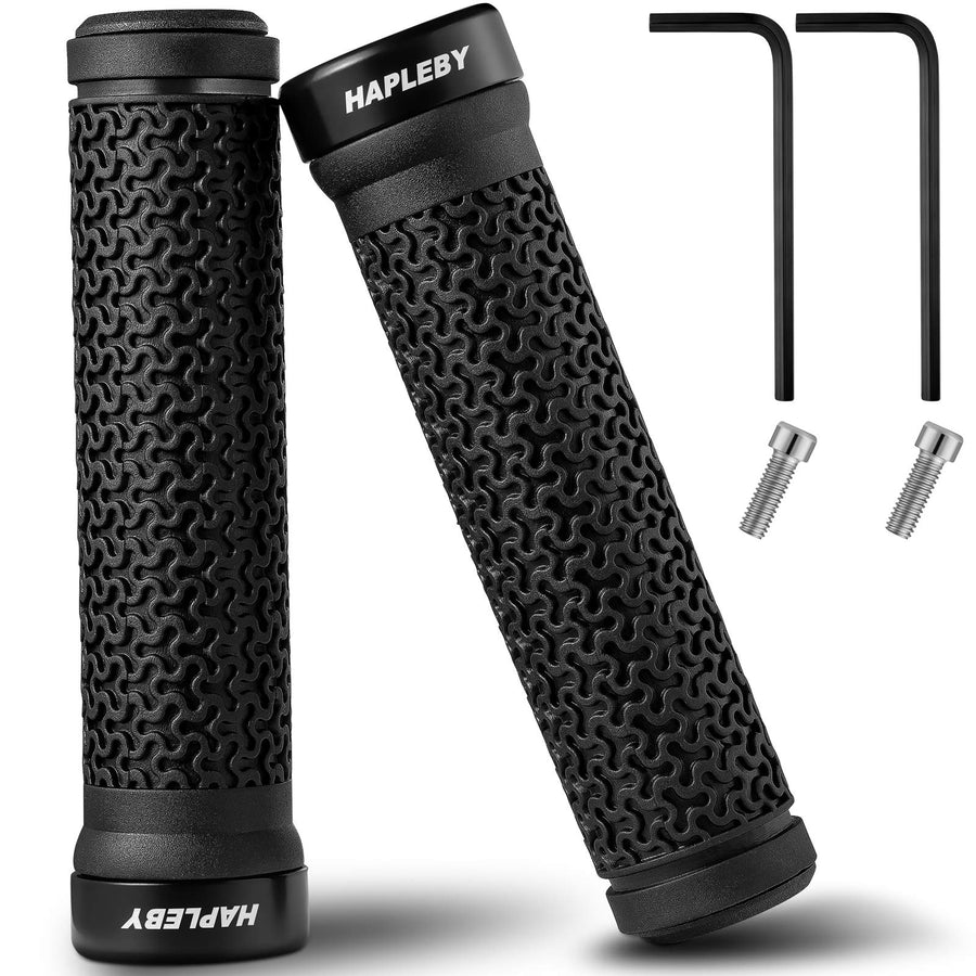 Premium Bike Handlebar Grips, Single Lock-on Professional Mountain Bicycle Handlebar Locking Grips with Anti-Slip, 2PCS Screw and 2PCS Allen Wrench for Free