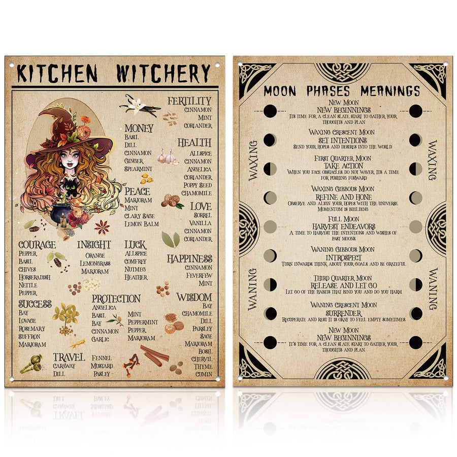 Moxweyeni 2 Pcs Kitchen Witchery for Vintage Metal Sign
