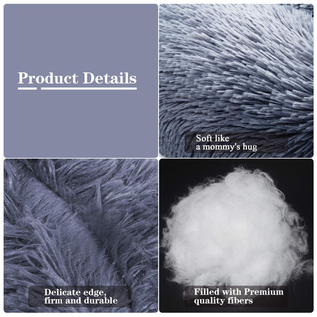 Calming Dog Bed (L/XL/XXL/XXXL) for Medium and Large Dogs Comfortable Pet Bed Faux Fur Donut Cuddler Up to 25/35/55/100lbs