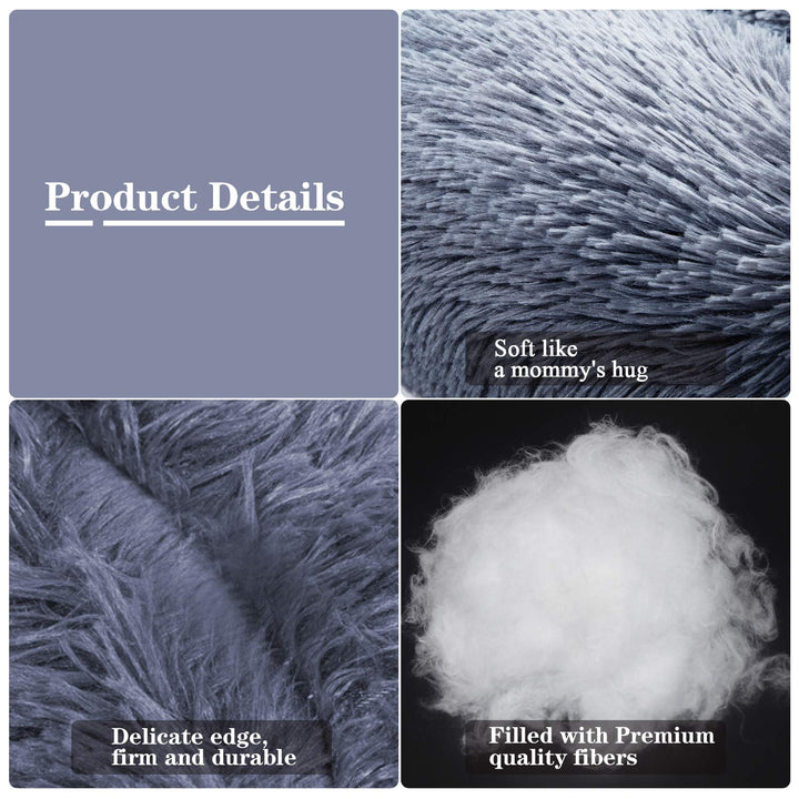 Calming Dog Bed (L/XL/XXL/XXXL) for Medium and Large Dogs Comfortable Pet Bed Faux Fur Donut Cuddler Up to 25/35/55/100lbs
