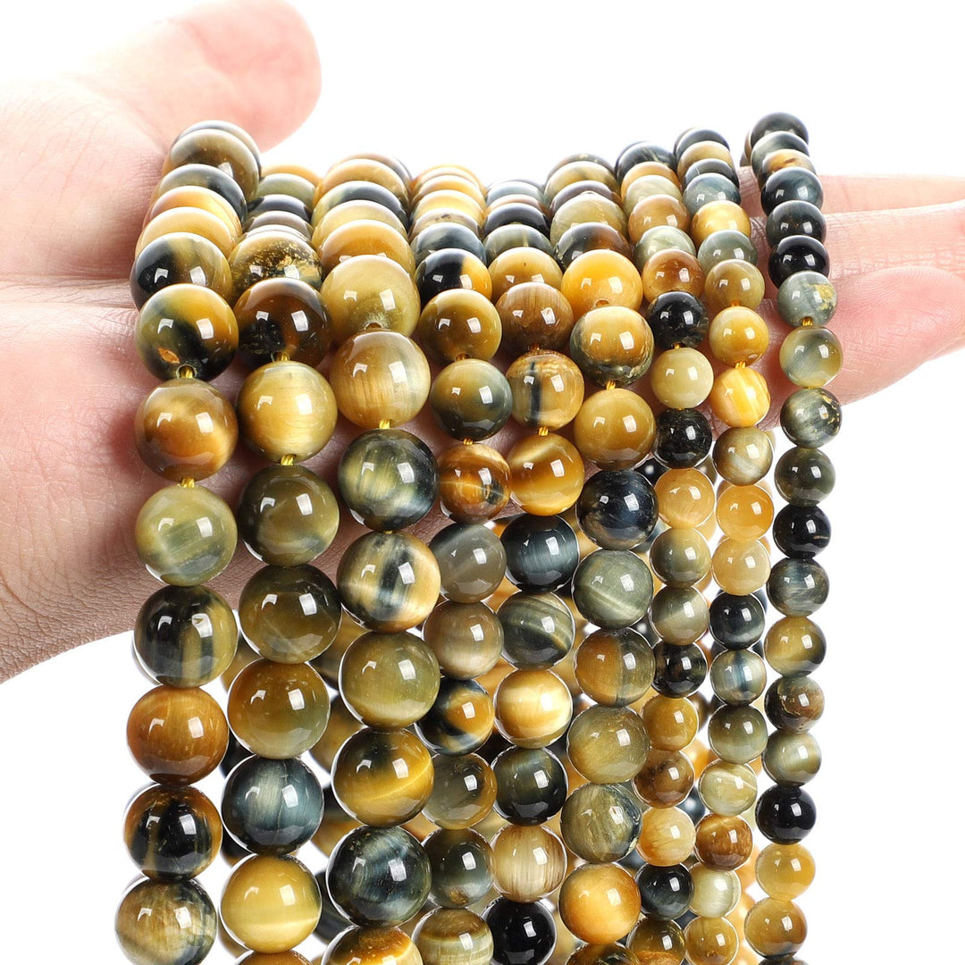 45pcs 8mm Top AAA Natural Stone Beads,Tiger Eye Crystal Gemstone(Brown Beads Tiger Eye) /Smooth Round Loose Beads for Jewelry Making(Bracelet,Necklace, Earrings)-Enjoy DIY Fun