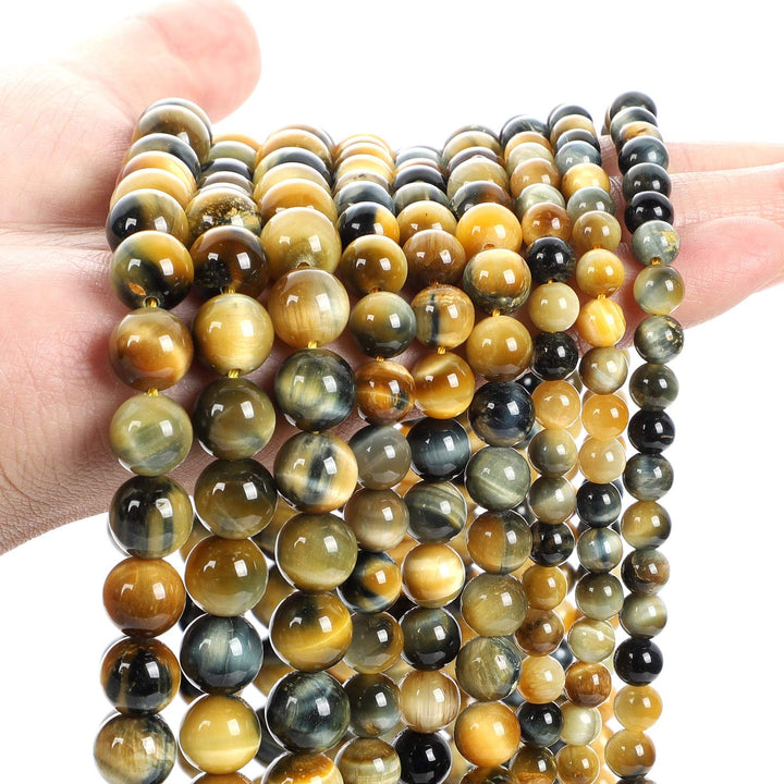 45pcs 8mm Top AAA Natural Stone Beads,Tiger Eye Crystal Gemstone(Brown Beads Tiger Eye) /Smooth Round Loose Beads for Jewelry Making(Bracelet,Necklace, Earrings)-Enjoy DIY Fun